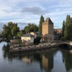 Strasbourg Ponts Couverts medieval towers and canals in winter Alsace France